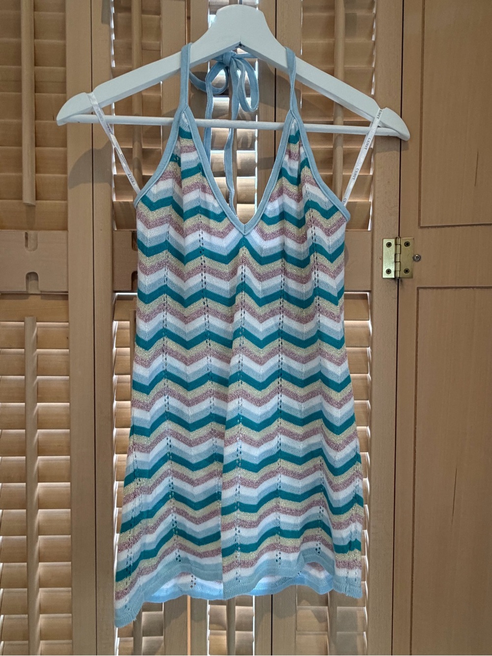 Cenit Metallic Knit Missoni-Style Halter Neck Tank Top